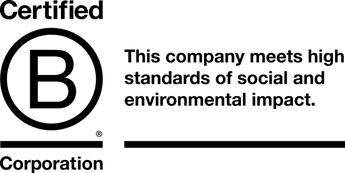 B Corp logo with text, 
